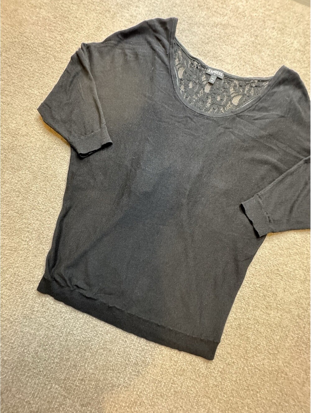 Express Women's S Lace Back Blouse Black (1094)